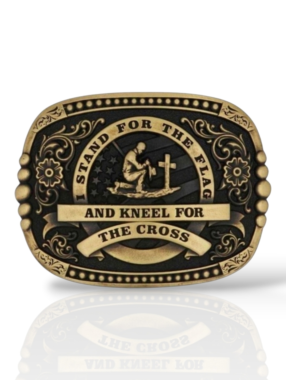 Montana Silversmiths Kneel For The Cross Patriotic Belt Buckle Retail $50‎ - NEW